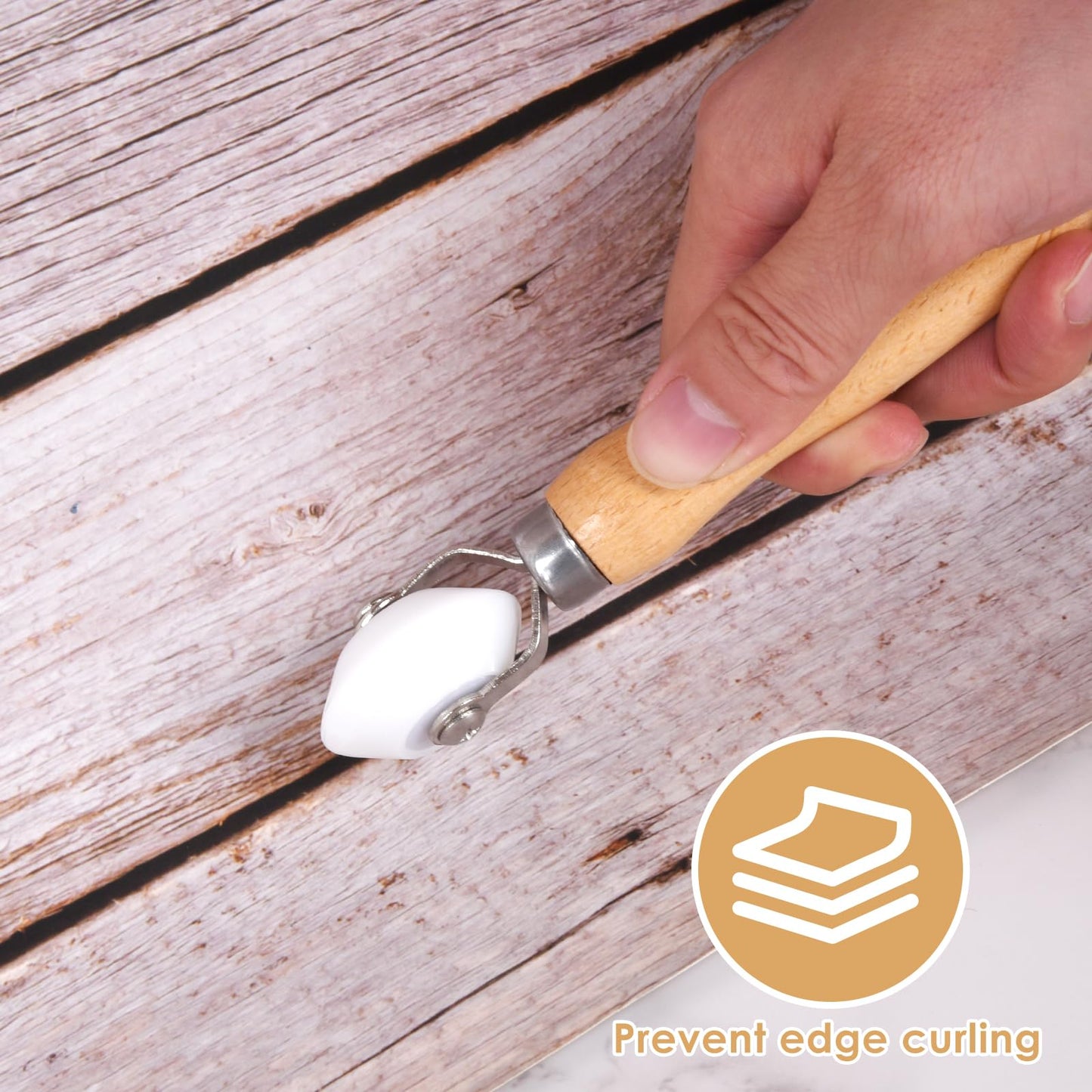 FCHO Wallpaper Smoothing Roller, Rubber seam roller, wheel roller Corner Seam Roller for wallpaper, wood hand wallpaper roller pack of 2