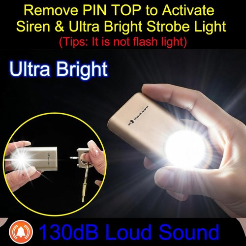 130dB Personal Safety Alarm by [Brand Name] - Ultra Bright Strobe Light & Keychain Siren for Women, Kids, Night Runners | Black