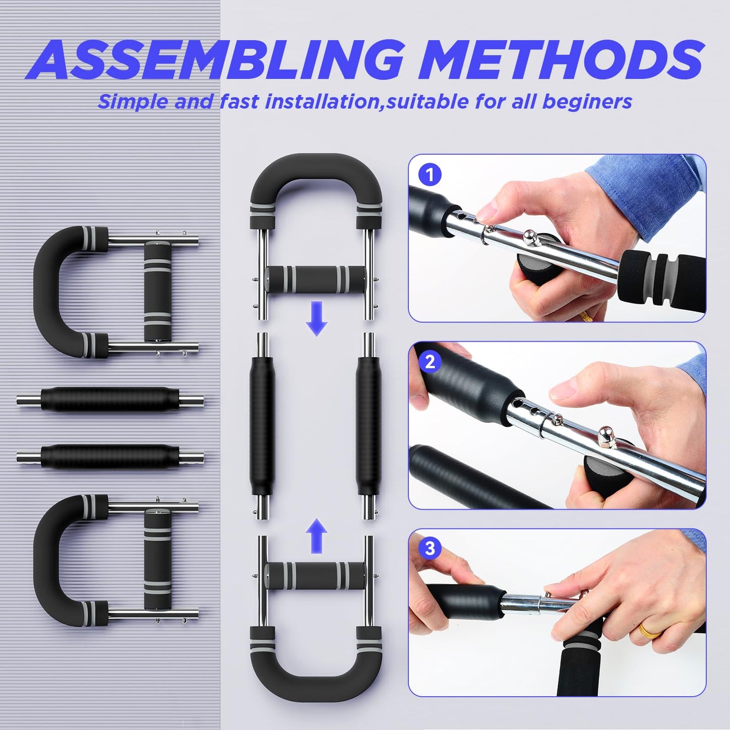 M Mike Sport Twister Arm Trainer, Adjustable Chest Workout Equipment, Twister Arm Chest Exerciser Home Gym Strength Trainer, Portable Detachable Spring Workout Bar Home Fitness Equipment,50-90lbs