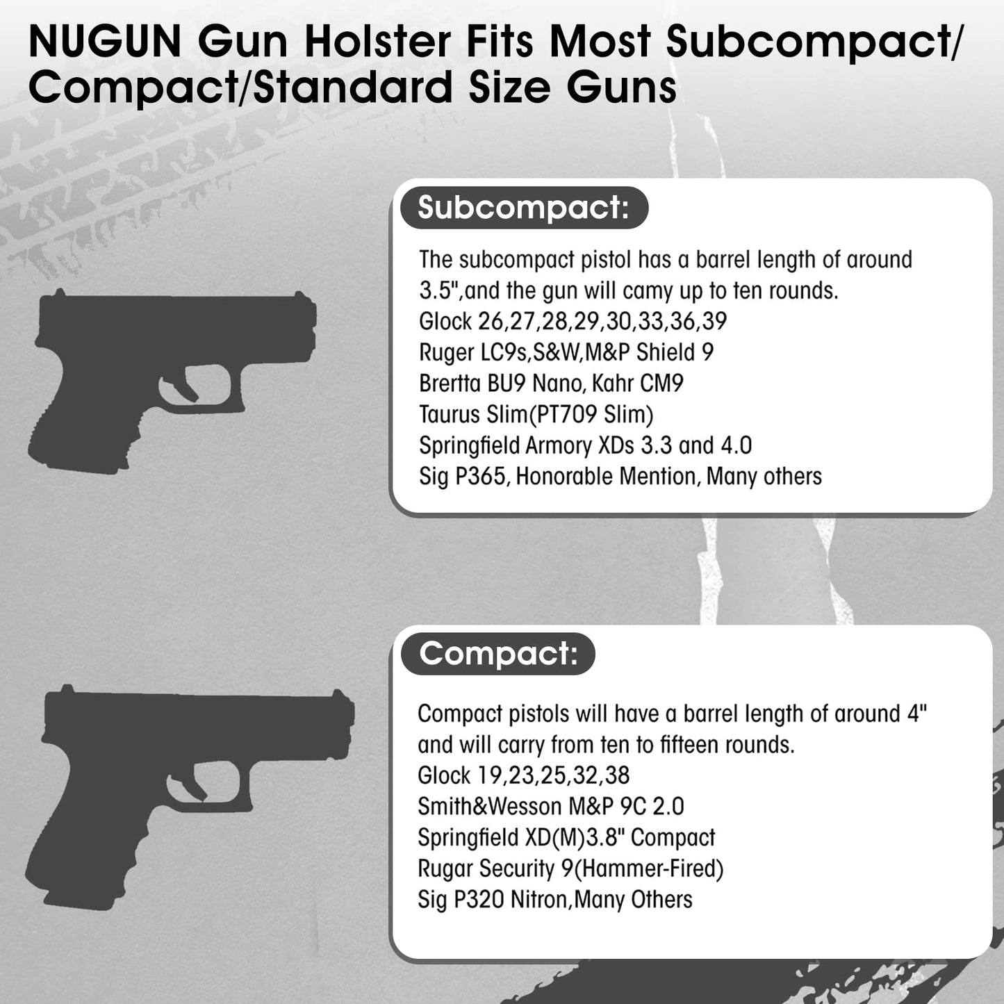 2 Pack IWB Holster with Laser Sight, Concealed Carry Gun Holster for Men, ECO Leather Concealment Inside Waistband Holsters Fits Most Compact 9/40/45 & Laser Attachment