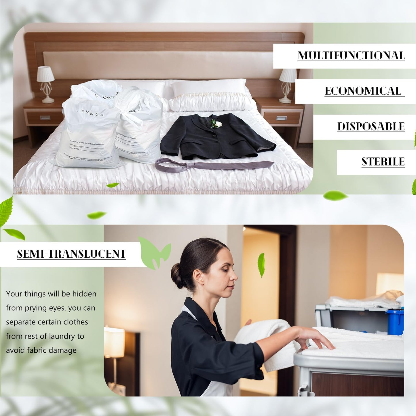 Wowangce 100 Pack Hotel Laundry Bags Bulk 1.38 Mil 14" x 24" Laundry Plastic with Drawstring Closure Writing Strips Patient Personal Belongings Dirty Clothes Bag for Factory Travel Hospital