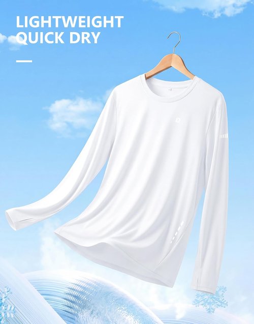 DAXIANG Men's Long Sleeve Rash Guard - UPF 50+ Sun Protection for Hiking, Running & Fishing | Quick Dry, Lightweight