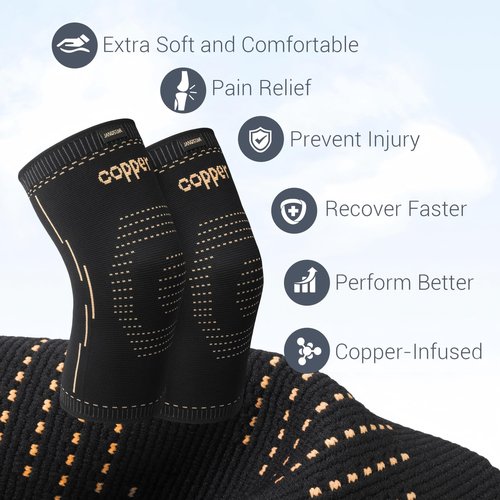 Janustar Copper Knee Braces for Men & Women – Knee Compression Sleeves for Pain Relief, Arthritis, Sports and Recovery