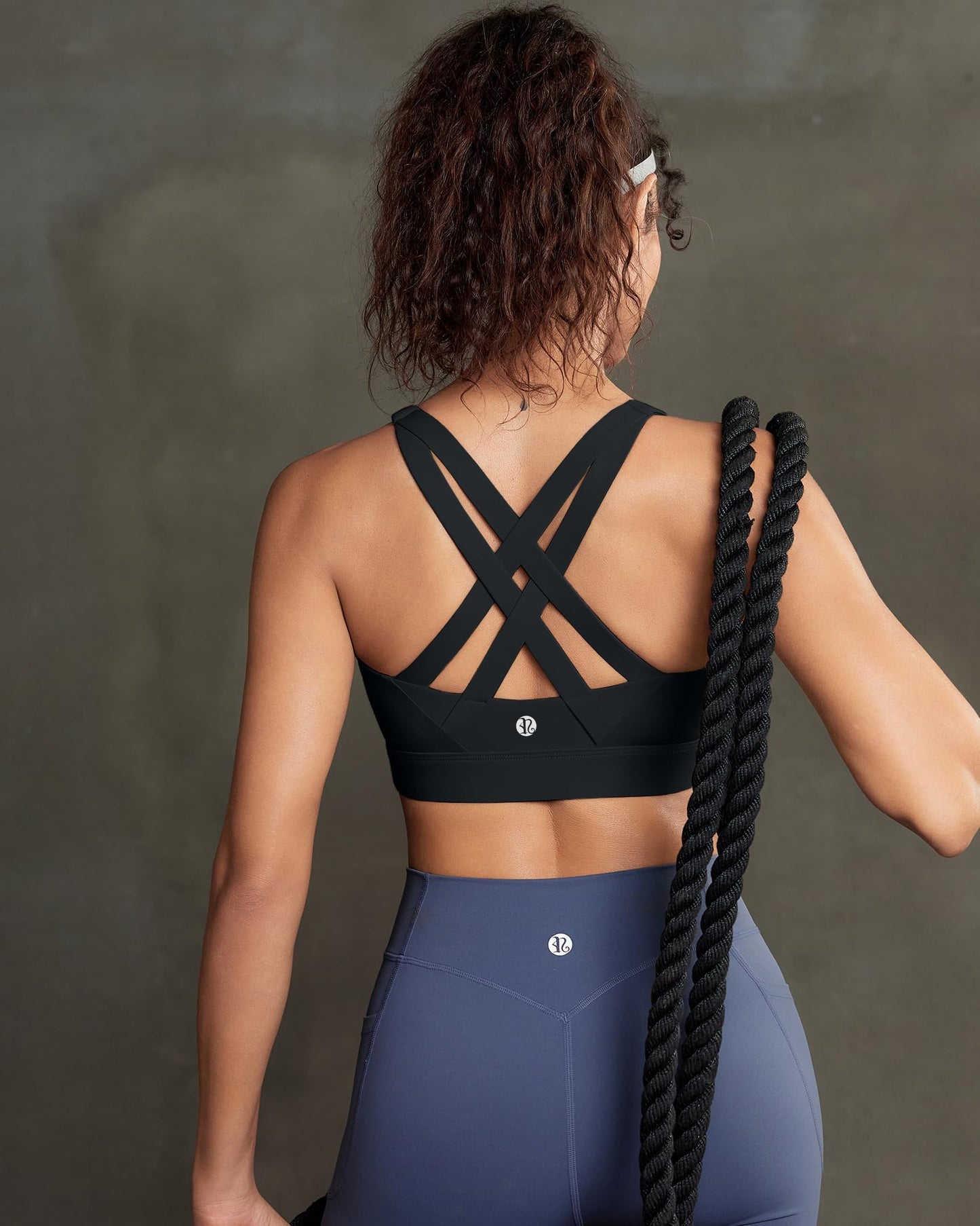 RUNNING GIRL Black Sports Bra for Women,Molded Cups High Support Sports Bras for Women Large Bust(3080Black_L)