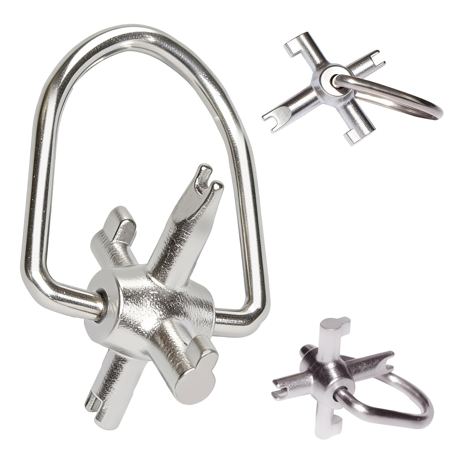 HVAC Tools, Locking Cap Key for Refrigerant Safety Caps, Universal Triple Use Multi Key for Refrigerant HVAC Locking Caps, Tamper Resistant (4 Bits)