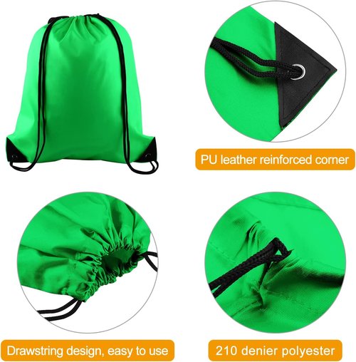 KUUQA Green Drawstring Backpacks - 100Pcs Bulk Gym & Travel Bags for Convenient Carrying