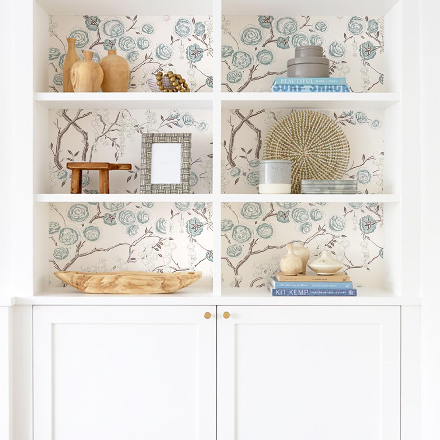 Orainege Blue Peony Floral Wallpaper Peel and Stick Wallpaper Floral Contact Paper Self Adhesive Removable Wall Paper for Bedroom Bathroom Decorative 17.7"x118.1"