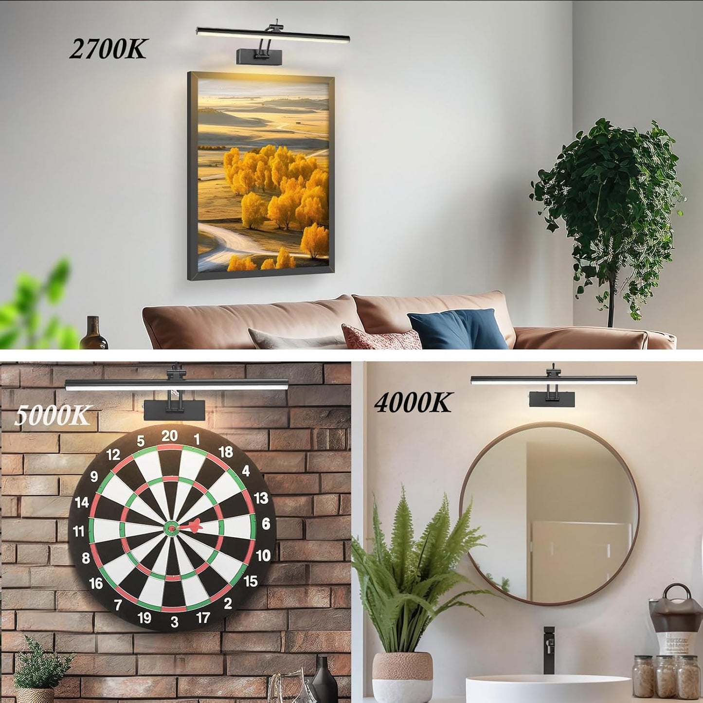 Wireless Battery Operated Picture Lights - 2 Pack, 16 Inch Dimmable Art Lighting with Remote, 6 Color Options - Perfect for Paintings and Gallery Displays