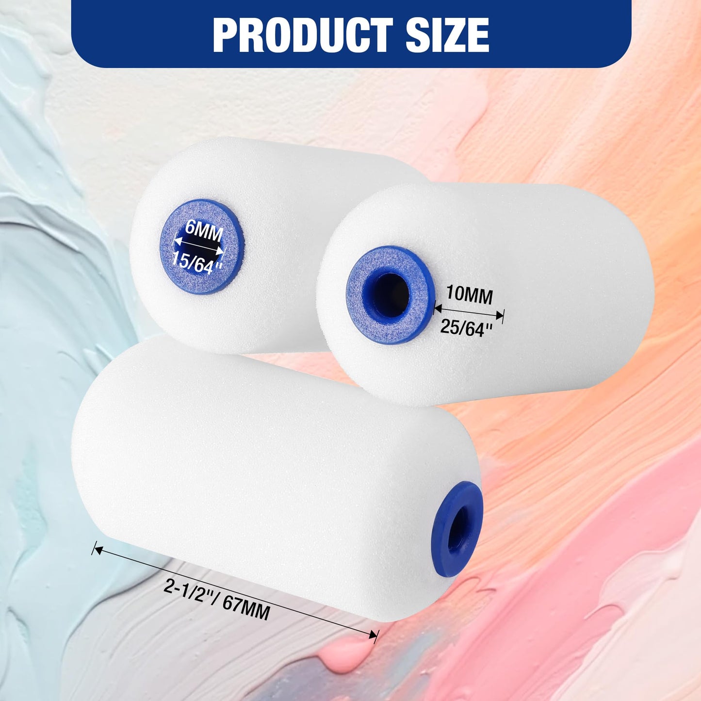 WORKPRO Small Paint Roller 2.5 inch 12-Pack, Mini Foam Paint Roller Covers for Small Touch-Up, Art Crafts, Furniture, Cabinets, High-Density Sponge Paint Roller Replacement for Painting Walls, Doors