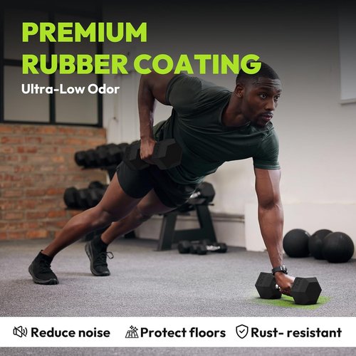 HANDBODE Hex Dumbbell Set - Rubber Encased 45-400 lb Hand Weights for Secure Grip & Home Gym Fitness