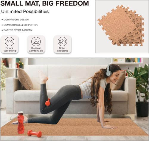 AIRHOP Gym Floor Mat - 18 High-Density EVA Foam Interlocking Tiles for Home Gym & Play Areas