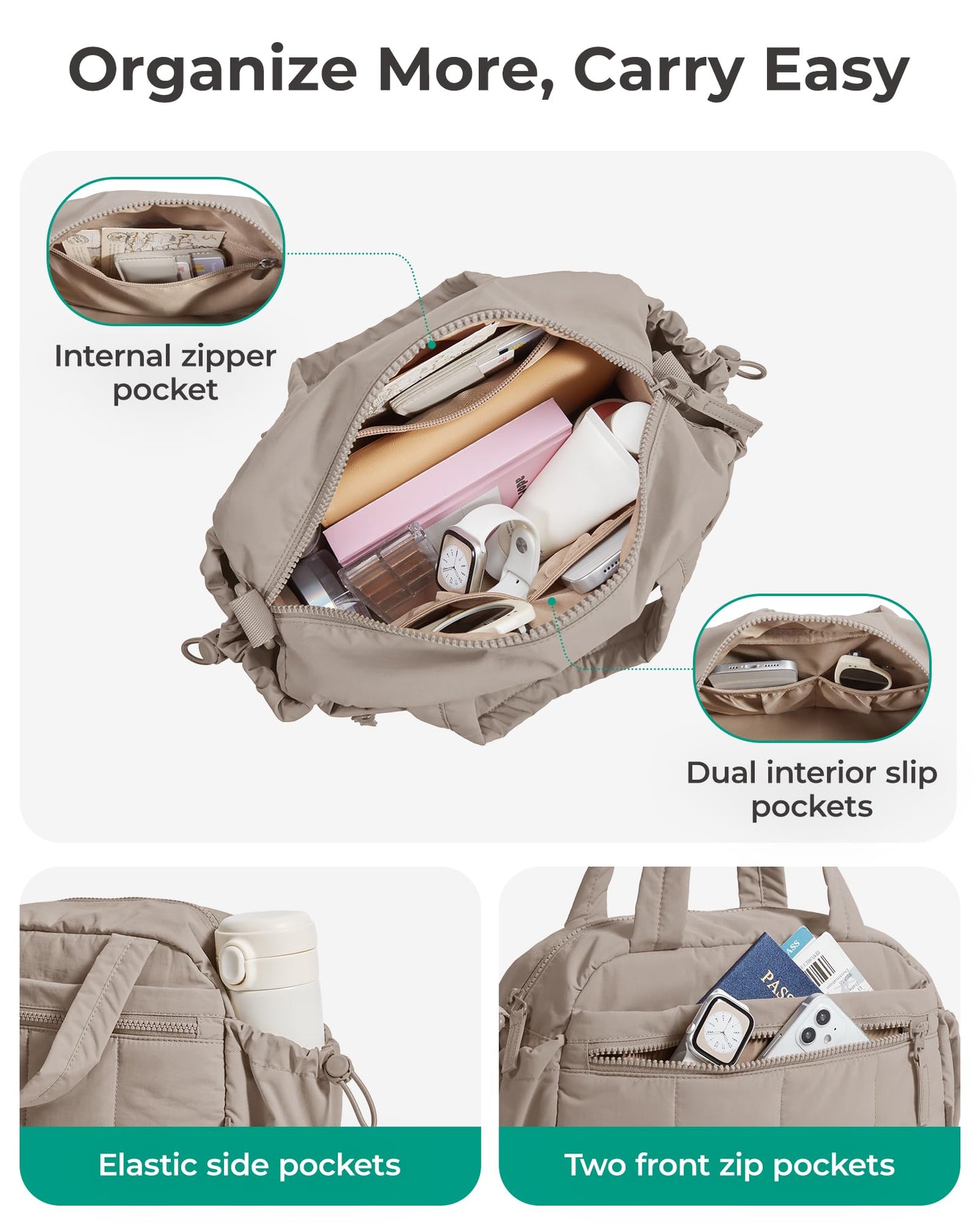 BAGSMART Mini Duffle Bag, Crossbody Bags for Women, Pastel Pink