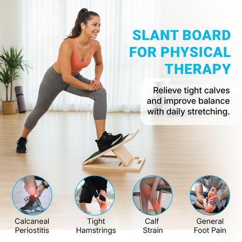 Uwaomah Slant Board for Calf Stretching – Adjustable Wooden Calf Stretch Board, Calf Stretcher & Squat Wedge
