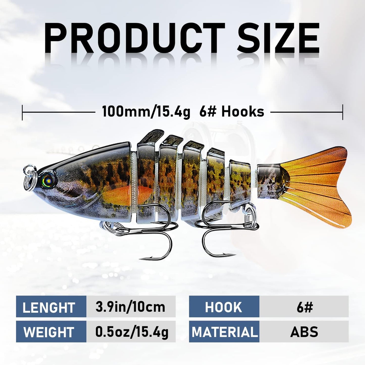 Multi-Segmented Fishing Lures, Glide Swim Bait Lure Freshwater and Saltwater for Bass Fishing Stuff, Swimbait Crank Baits (3-Pack-Style)