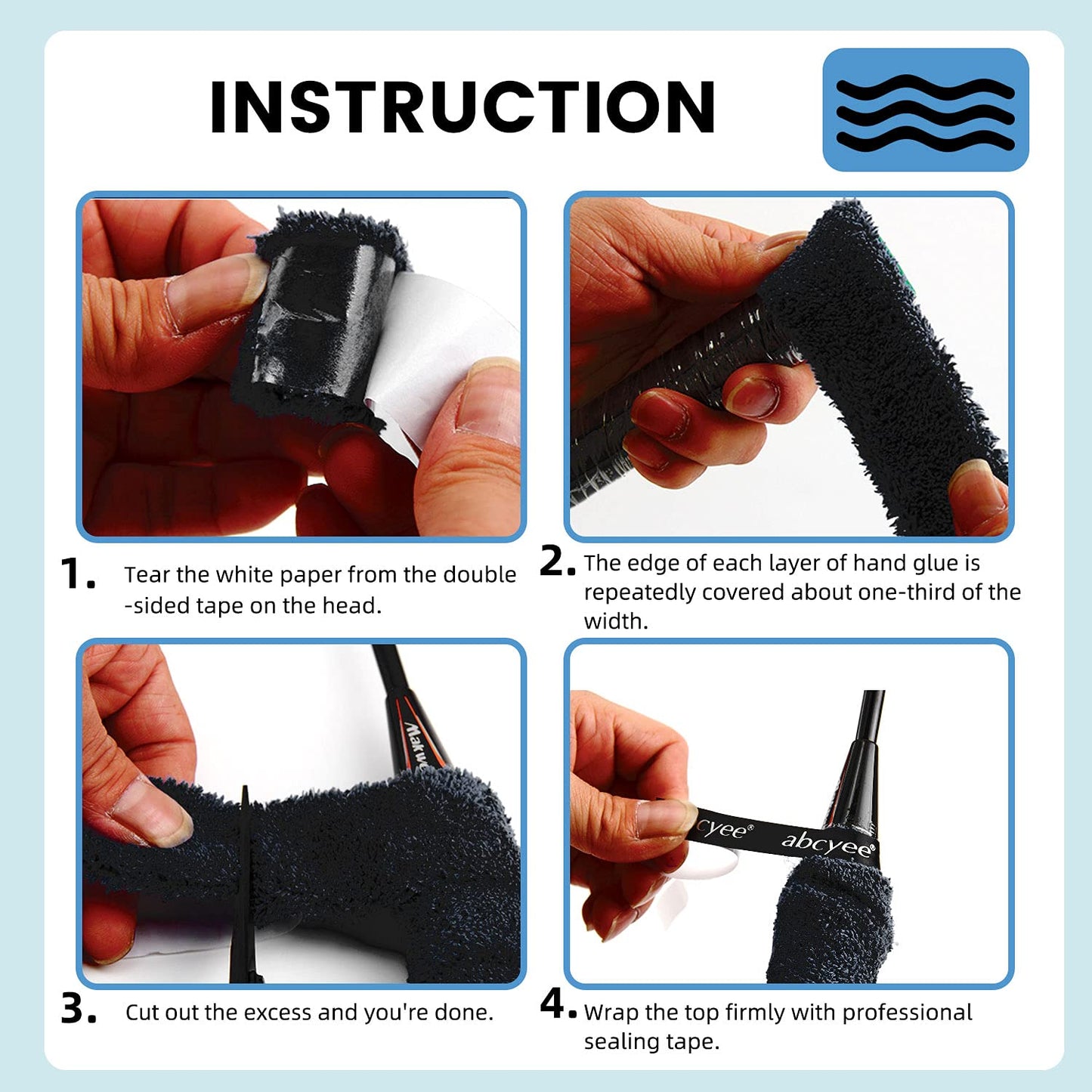 GLL Super Absorbent Cotton Towel Handles Protection Toweling Racket Overgrip Skid Resist Absorb Sweat Grip Tape for Tennis Badminton Racquetball Squash Baseball