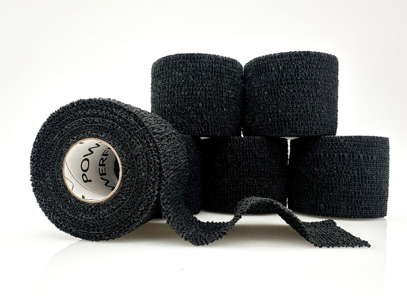 OVIK Health PowerFlex – Self-Adhering Sports Wrap for Injury Prevention & Post-Injury Stability – Medical-Grade, Sweat & Water Resistant First Aid Wrap for Athletes - Black, 2 inch, 6 Rolls
