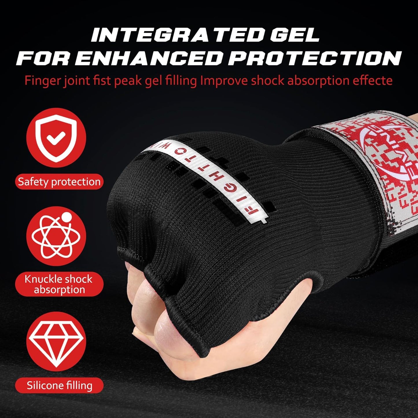 Skiennix Gel Padded Inner Gloves - Quick Elastic Hand Wraps for Boxing & MMA | Unisex Knuckle Wrist Protection