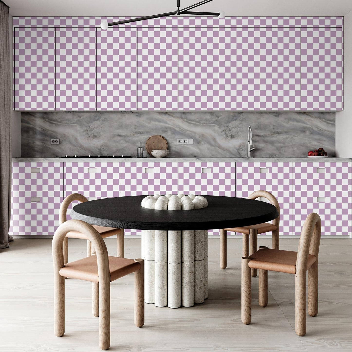 Amiya Checkered Wallpaper Peel and Stick Purple Checkerboard Contact Paper 17.3”X120”Modern Lavender Self Adhesive Vinyl Removable Wall Paper Mosaic for Shelf Liner,Classroom,Cabinets,Living Room