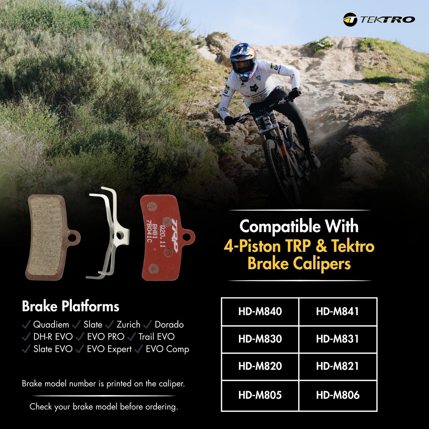 TRP Performance Semi-Metallic 4-Piston Bicycle Brake Pads | One Pair | Compatible with All TRP 4-Piston Brakes | Caliper Spring Included