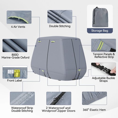 Nukugula 800D Waterproof Golf Cart Cover 2/4/6 Passenger, Heavy Duty Solution-Dyed Polyester UPF 50+, Universal Fits for EZ GO Yamaha Club Car