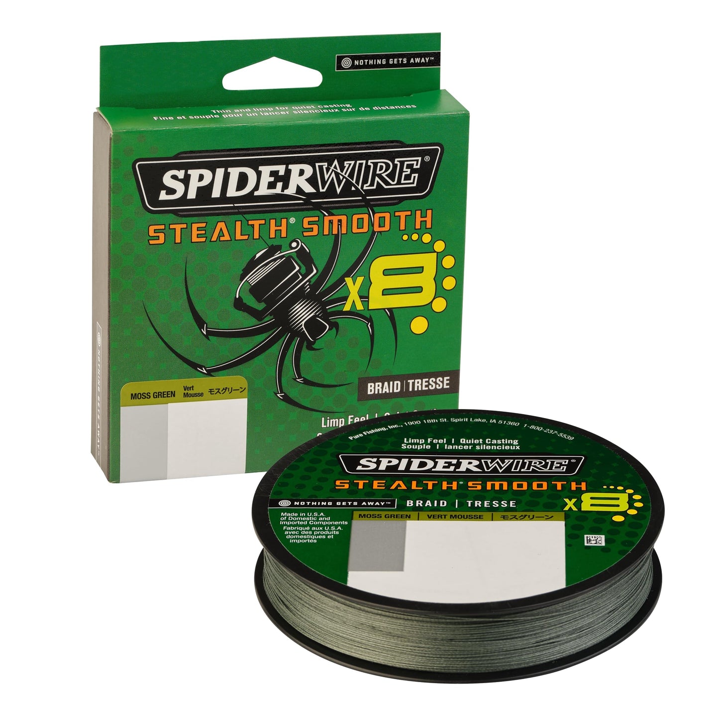 SpiderWire Stealth® Translucent Superline, Moss Green, 65lb | 29.4kg, 125yd | 114m Braided Fishing Line, Suitable for Saltwater Environments