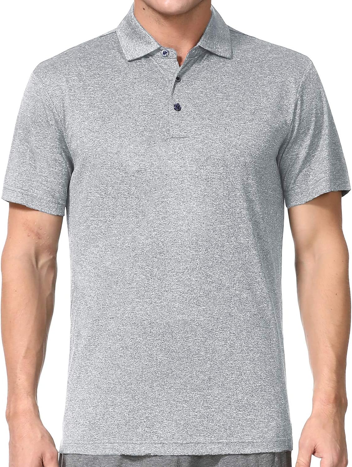 Skiennix Men's Alpha Dry Fit Golf Polo Shirt - Light Grey, XXL, Comfortable Regular Fit