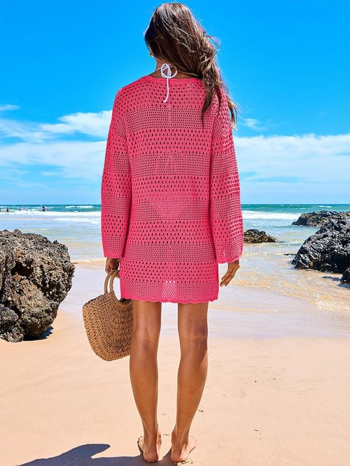 ANRABESS Women’s Crochet Swim Cover-Up - Stylish Mesh Knit Beach Dress for Summer Vacations