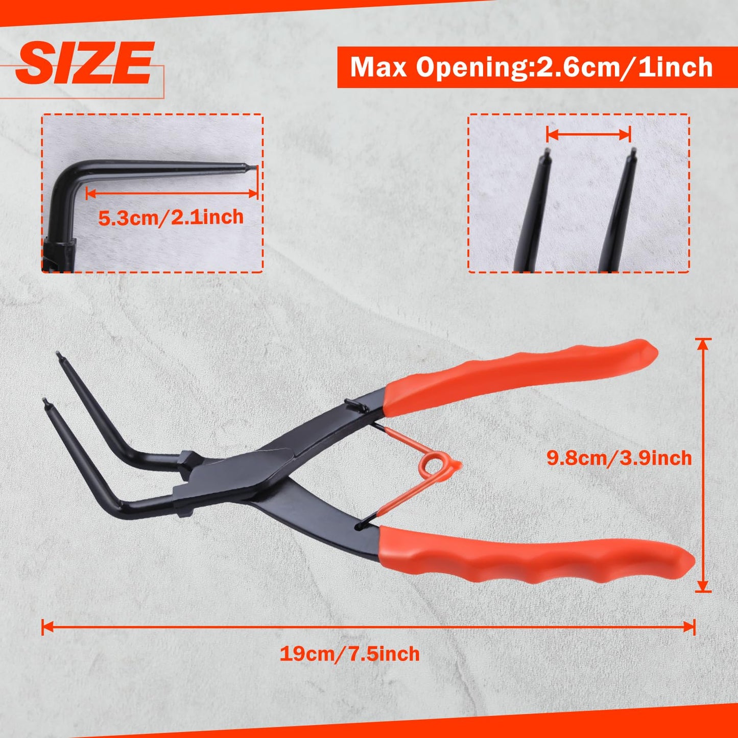 LEONTOOL Internal Master Cylinder Snap Ring Pliers 90 Degree Long Nose Pliers Heavy Duty Retaining Ring Plier with PVC Handle, Bent Lock Circlip Plier Internal Ring Remover for Trucks Motorcycles Cars