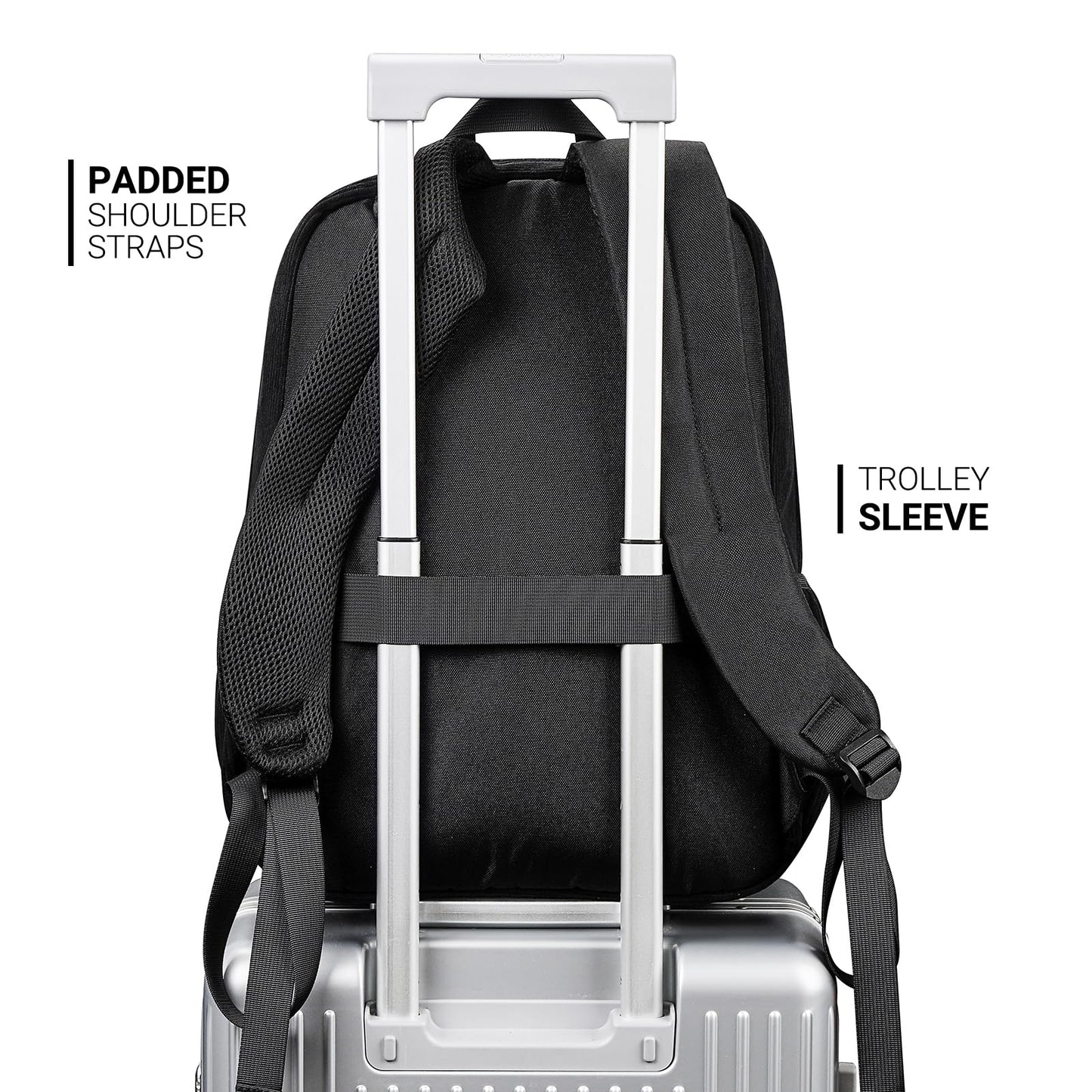 ZORFIN 26L Backpack for College, and Travel: Corduroy Bookbag - Black