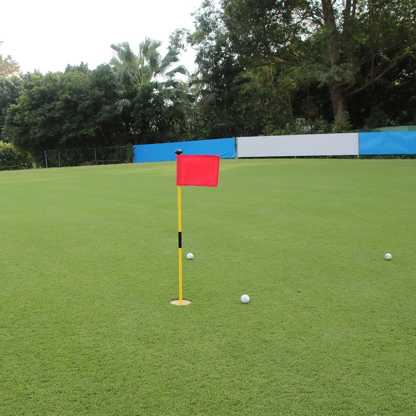 wanijaning 3-Piece 9 x 6 Inch Green Golf Flags with ABS Sleeve, 420D Nylon, Portable, Waterproof, Suitable for Backyard, Garden, Golf Course