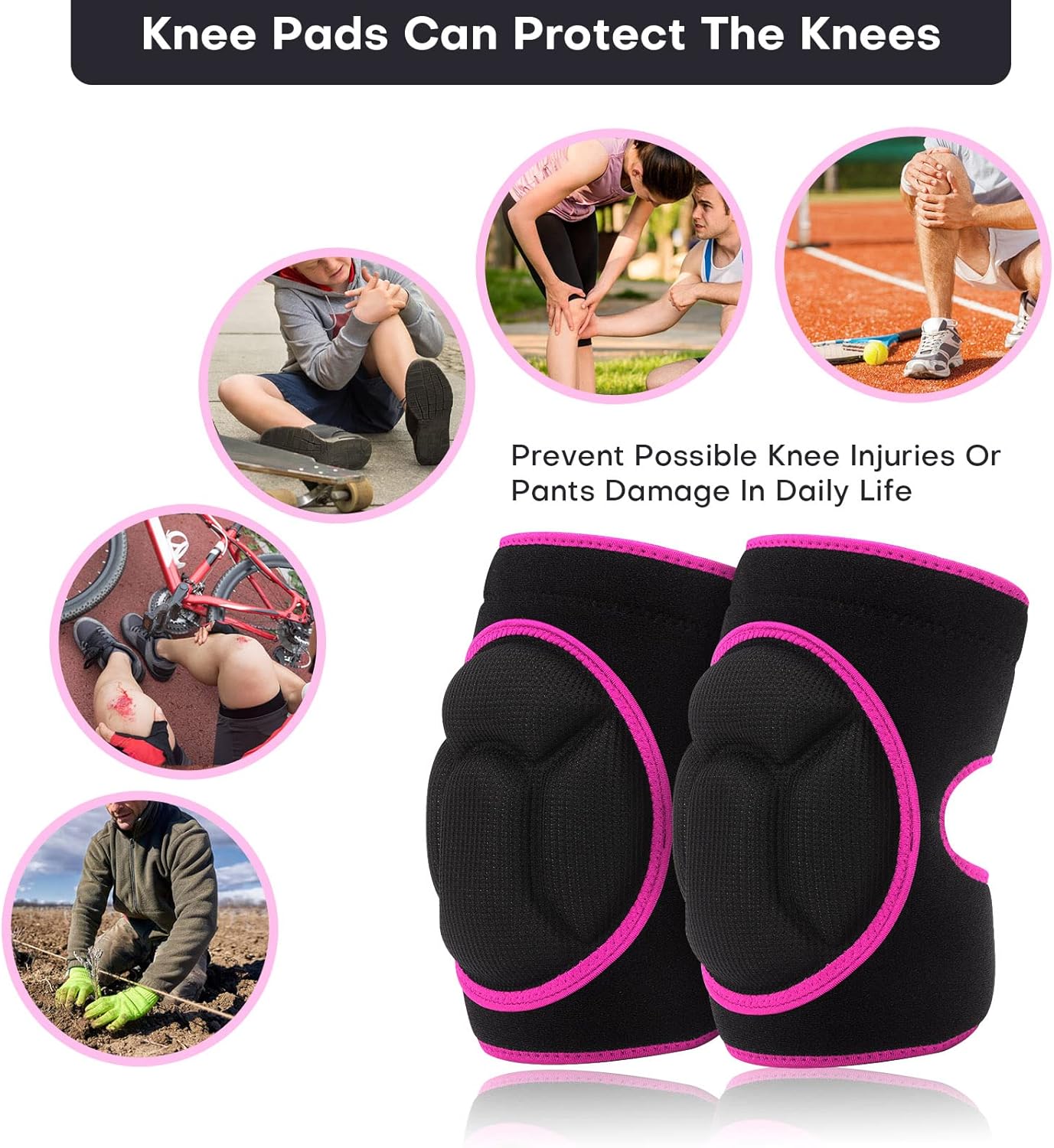 Skiennix Knee Pads for Men and Women - High Elastic Fabric for Safety in Gardening, Cleaning & Construction