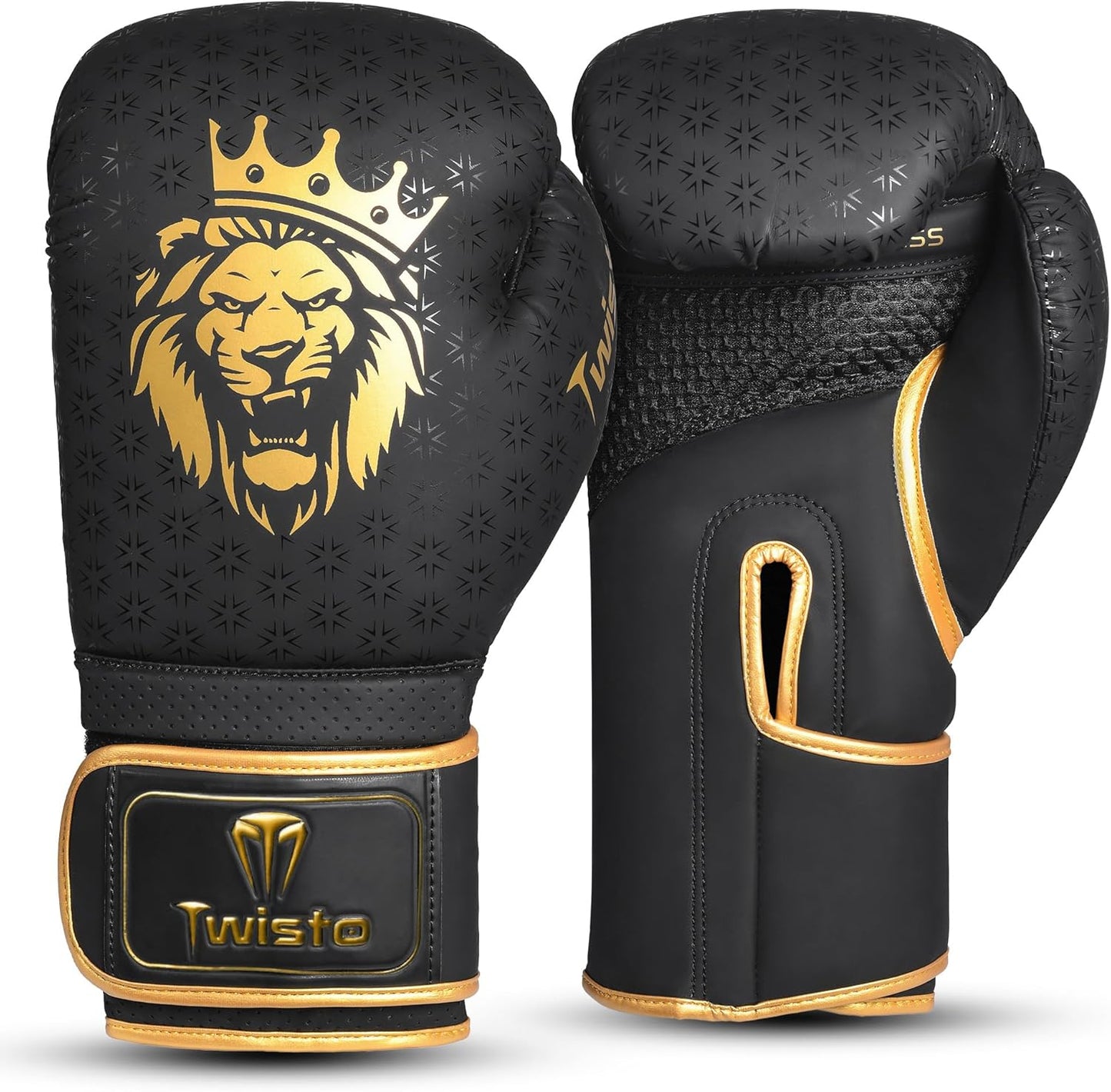 **Twisto Boxing Gloves - Pro Training & Sparring, Maya Hide Leather, Black | Available in 10oz, 12oz, 14oz, 16oz**