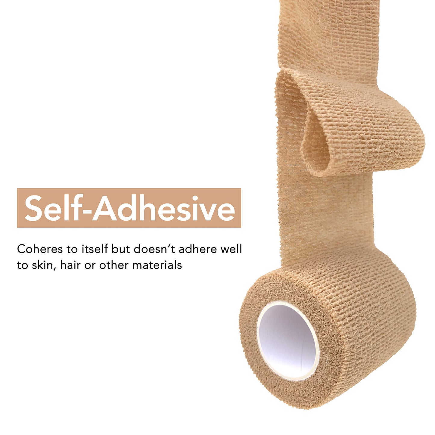 RISEN Cohesive Bandage 2” x 5 Yards, 6 Rolls, Self Adherent Wrap Medical Tape, Adhesive Flexible Breathable First Aid Gauze Ideal for Stretch Athletic