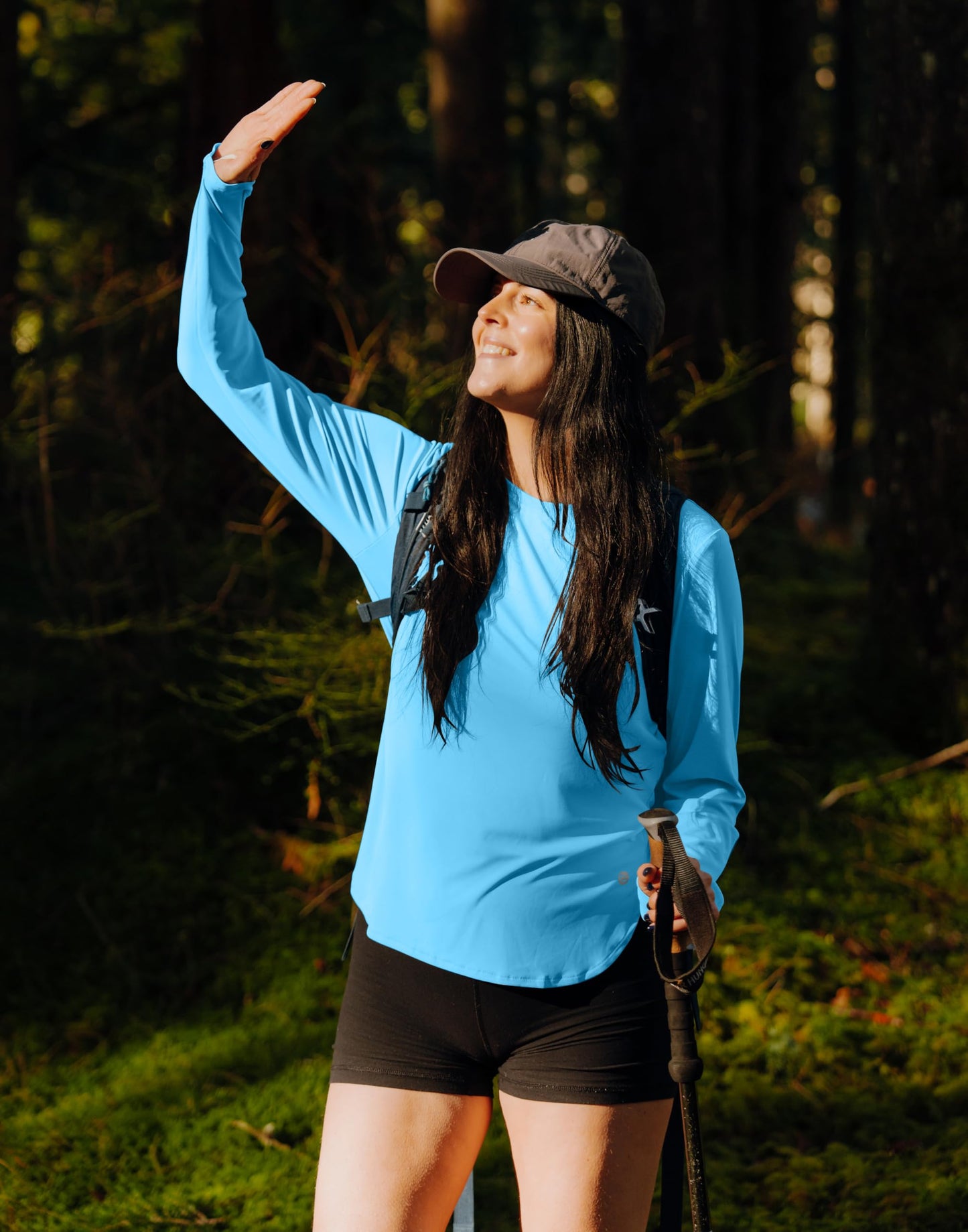 Women's Sun Shirts UPF 50+ Long Sleeve UV Protection Shirt Lightweight Quick Dry Workout Hiking Tops for Women(Sky Blue,L)