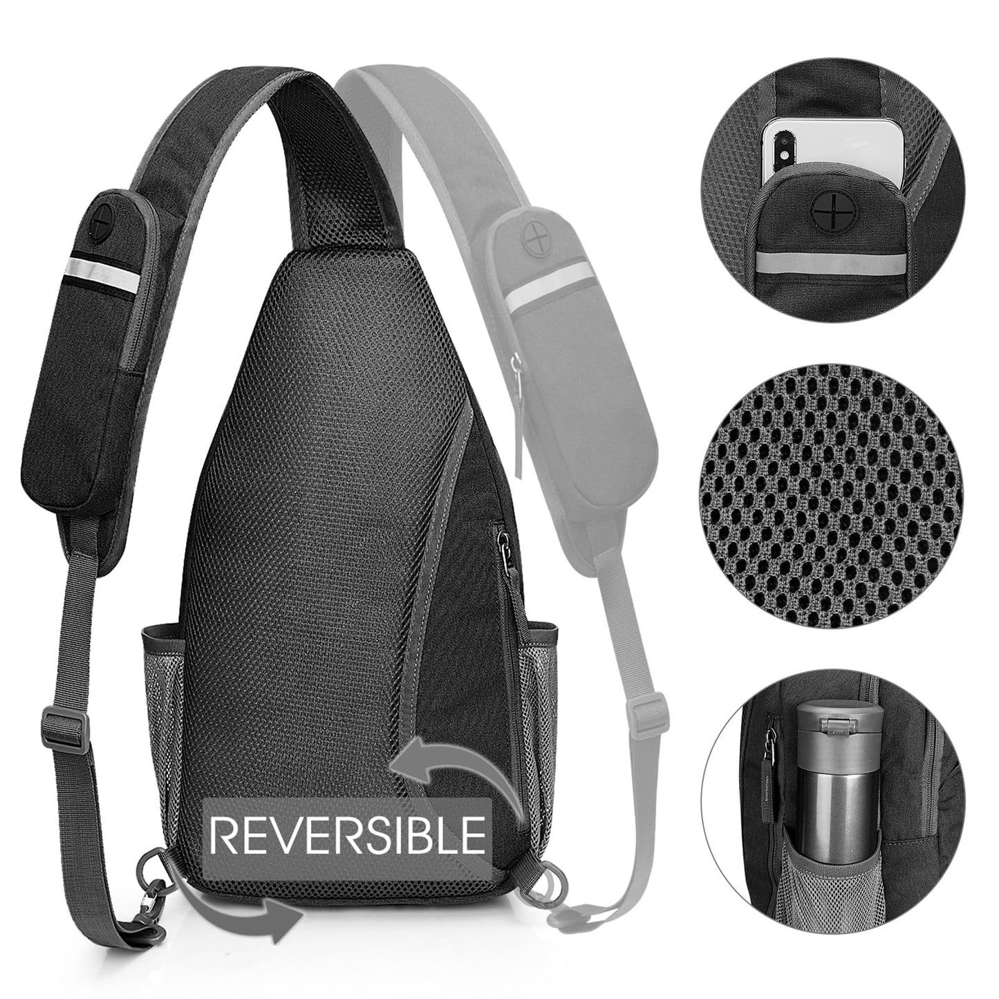 G4Free Sling Bag for Men and Women, RFID Blocking Crossbody Bag, Lightweight Sling Backpack for Travel, Hiking, Walking and Daily Use