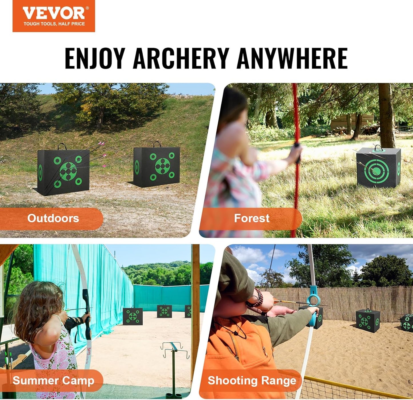 VEVOR Archery Target Block - 16"x18" Portable Bow Target with Carry Handle & Easy Arrow Removal | Lightweight & High Visibility