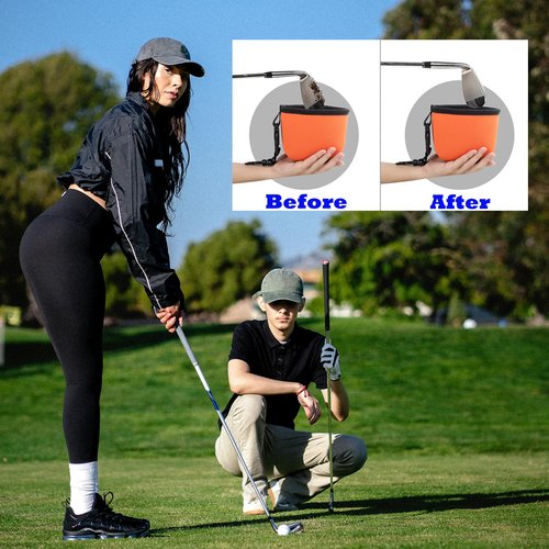MIFENDUCT Golf Ball Cleaner Bag Club Cleaning Kit Waterproof Golf Ball Washer Pouch with Detachable Clip, Portable Club Grooves Washer Pocket for Men Women (Orange)