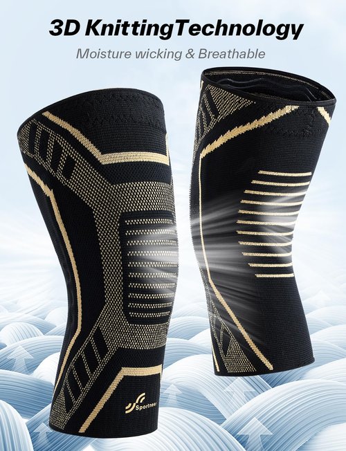 Copper Knee Brace for Men & Women - Knee Compression Sleeve with Side Stabilizers - Knee Support for Running, Hiking, Walking, Basketball, Volleyball, Meniscus Tear, ACL, Arthritis Knee Pain Relief