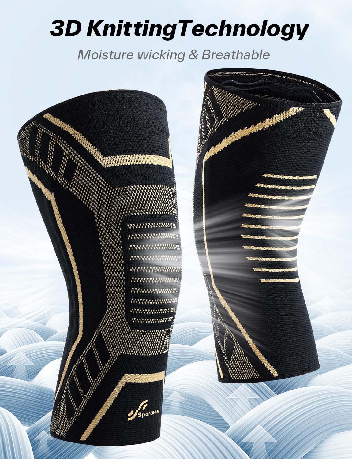 Knee Brace for Men Women Knee Compression Sleeve with Side Stabilizers