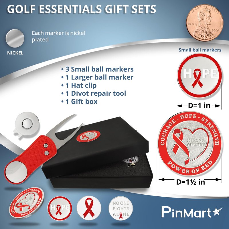 PinMart's Thin Blue Line Flag Golf Essentials Gift Set, Golf Divot Tool, Hat Clip, Magnetic Ball Markers, Large Ball Marker with Presentation Box - Gifts and Accessories for Men and Women
