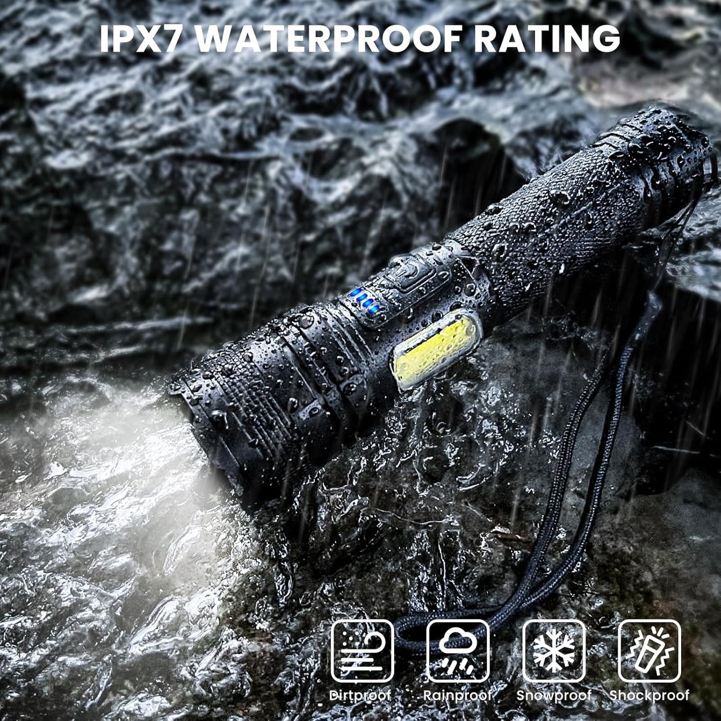 90000LM Rechargeable LED Flashlights - Super Bright 7 Modes Handheld Flashlight Set (2 Pack) for Home, Camping & Night Work