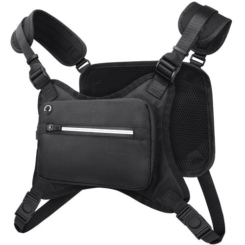 IMAGOA Water Resistant Chest Pack - Running Vest with Reflective Strip,Built-In Phone Holder & Extra Storage,Lightweight Running Pack for Running Hiking Cycling