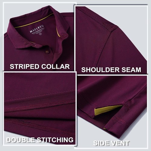 M MAELREG Men's Polo Shirts - Short & Long Sleeve Dry Fit Performance | Moisture-Wicking Sport Shirts