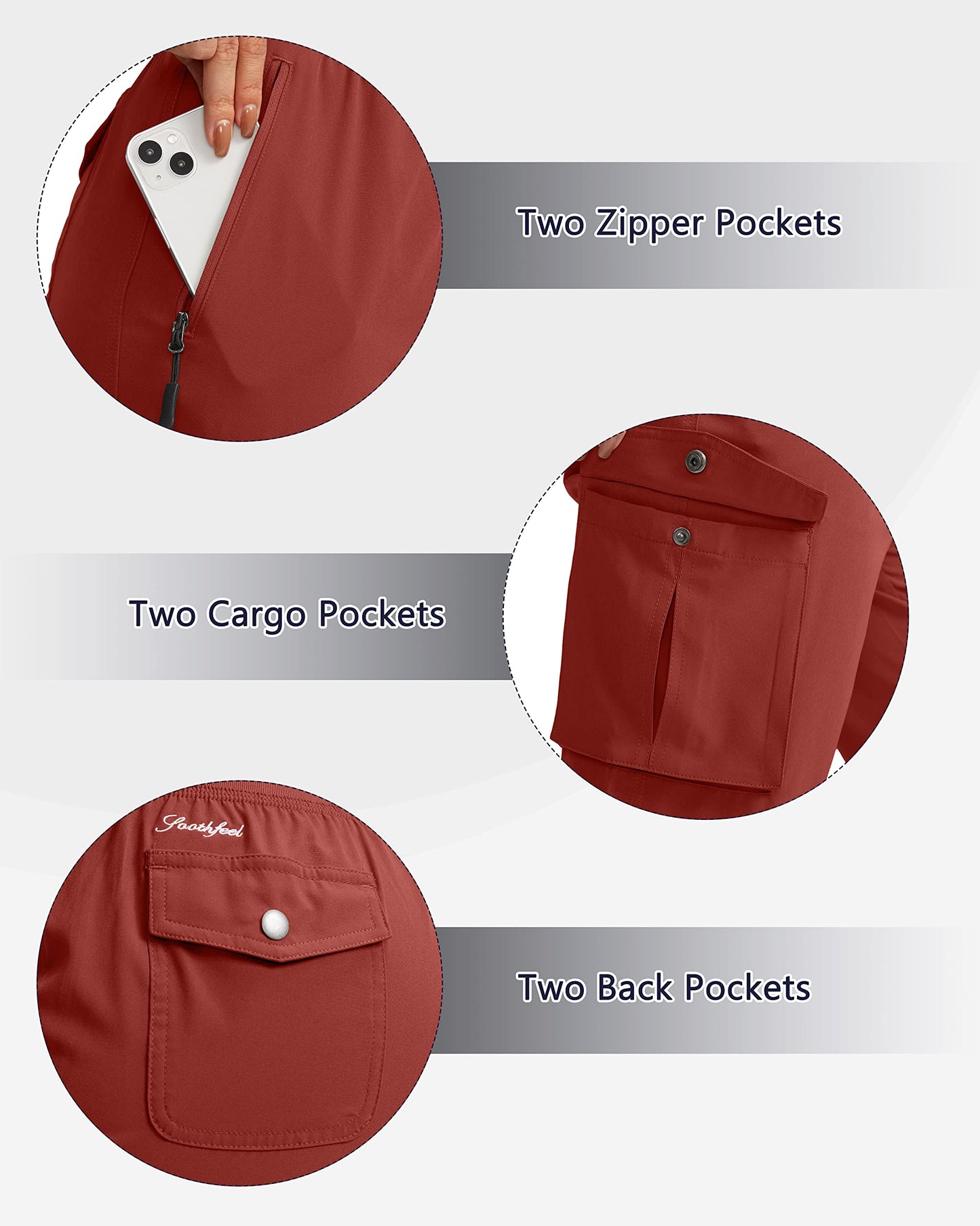 Soothfeel Women's Cargo Capris Pants with 6 Pockets Lightweight Quick Dry Travel Hiking Summer Pants for Women Casual (Savannah, 4XL)