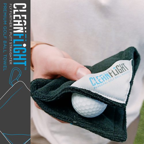 Clean Flight Premium Golf Ball Washer - Hat and Golf Ball Towel Set. Portable Cleaner for Golf Bag or Cart - Best Golf Accessories Gifts for Men & Women. (Washer - Towel - Cap)