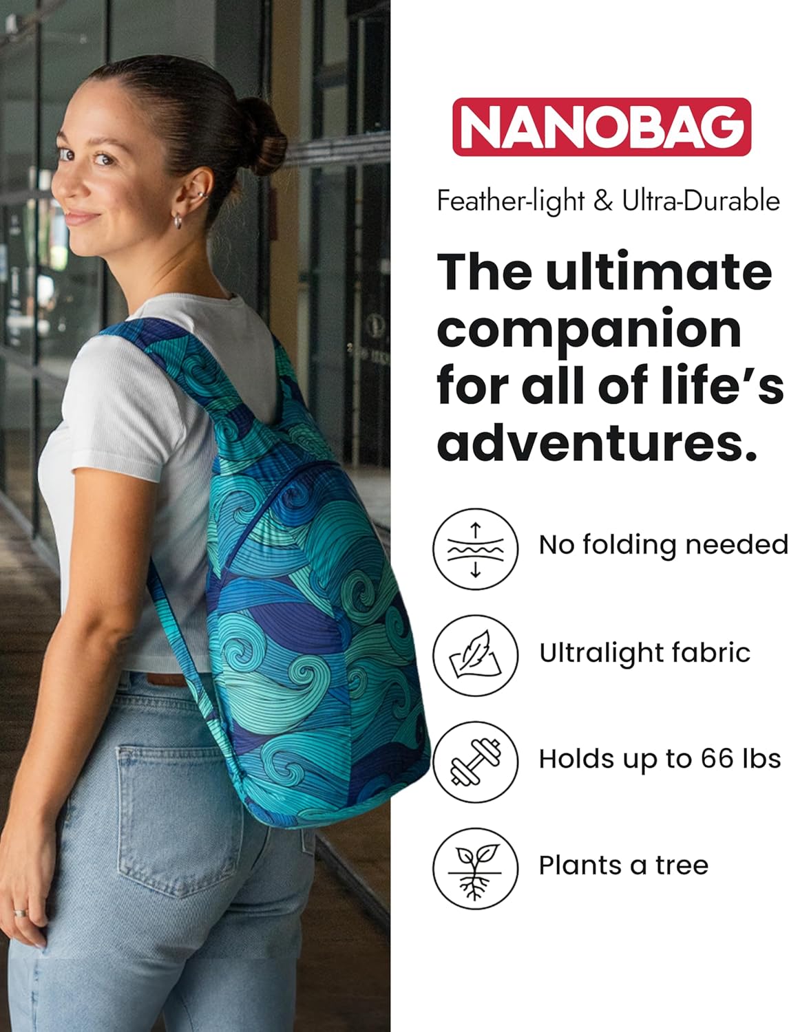 Nanobag Daypack - Ultralight 16L Foldable Travel Backpack | Reusable & Packable for Men & Women