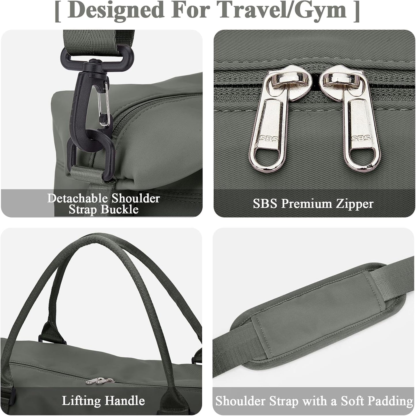 Skiennix Travel Duffel Bag - Shoes Compartment & Carry-On Design | Perfect for Weekend Getaways 18x14x8