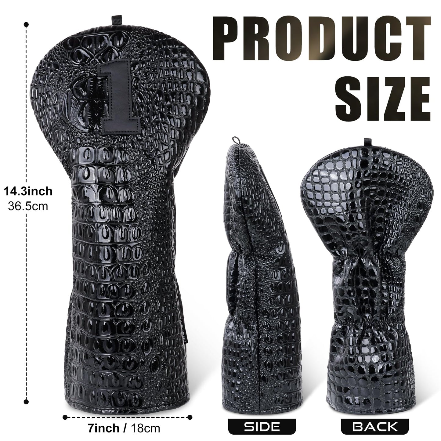 Craftsman Golf Crocodile Pattern Black #1 Driver Headcover fit up to 460cc Club 1pc