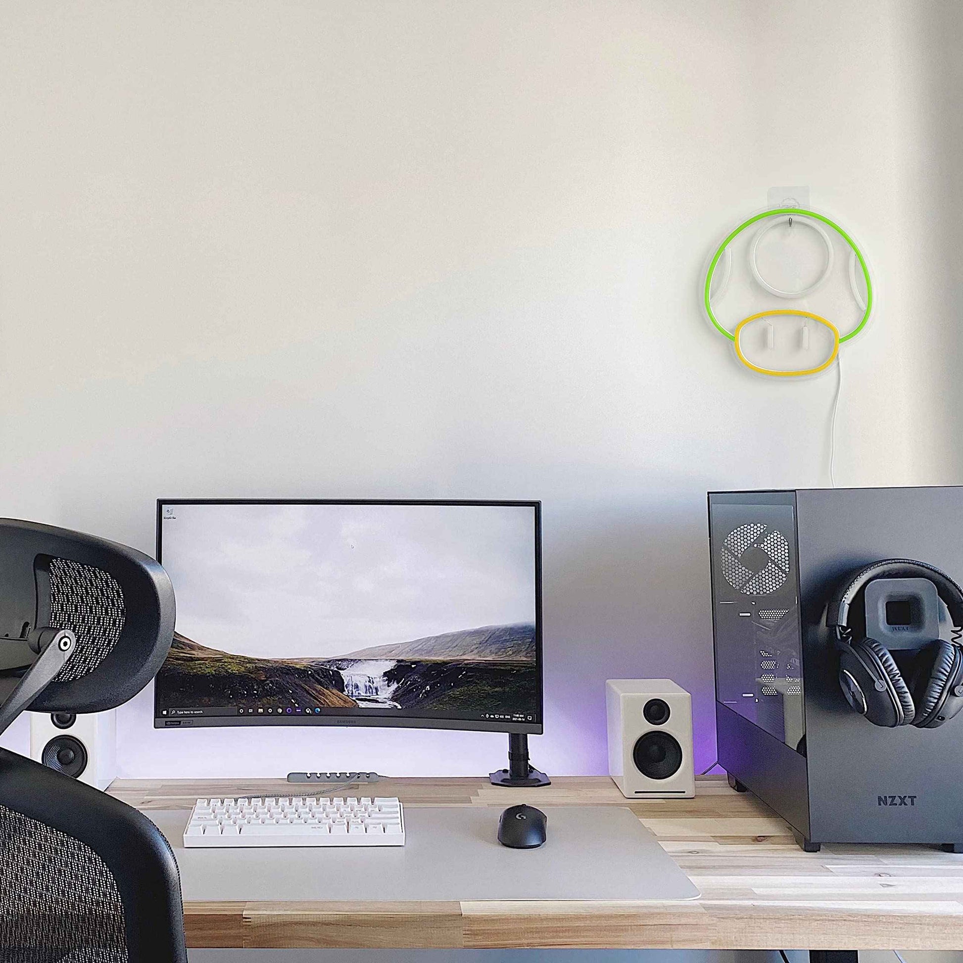 Heliwey Game LED Neon Light Sign for Game Room Decor Super Mushroom NPC Wall Decor for Bedroom, Man Cave, Party, Gaming Club Neon Wall Signs (Green)