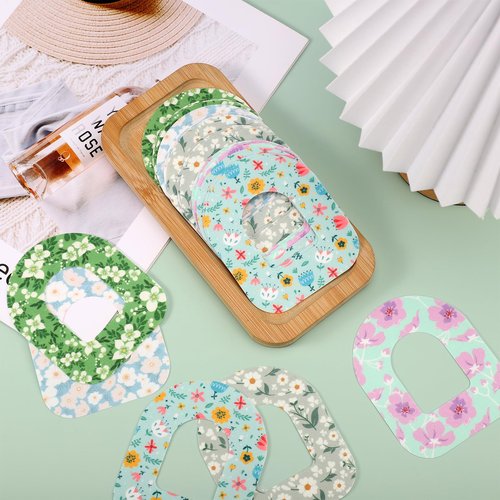 25pcs Adhesive Patches for Omnipod 5, Breathable Waterproof CGM Insulin Sensor Covers, Medical Overpatches, Flower Prints Glucose Sugar Sensor Stickers Compatible with Omnipod 5 Accessories